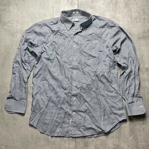 Peter Millar Long‎ Sleeve Dress Shirt Check 100% Cotton Blue Men’s Size Large